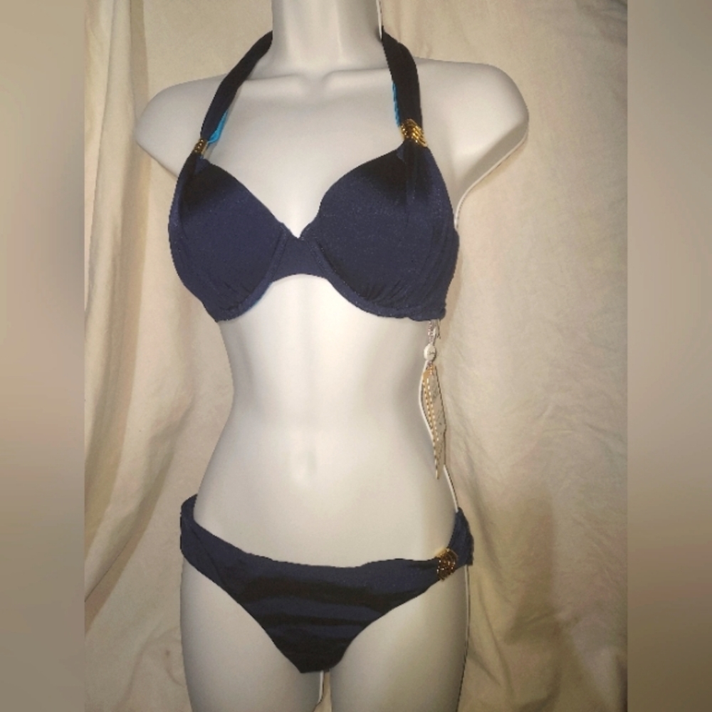 ⚜️ A'Che ⚜️ 2 Pc ⚜️ Viona Full Halter ⚜️ Winslet Hipster ⚜️ Hampton Blue ⚜️
